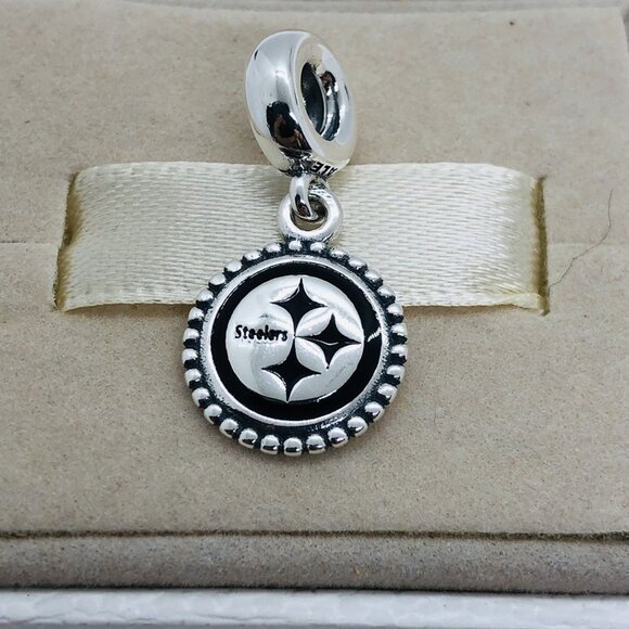 🧜🏾‍♀️🎀Pandora Pittsburgh Steelers Dangle Charm Football Charm - Picture 1 of 5